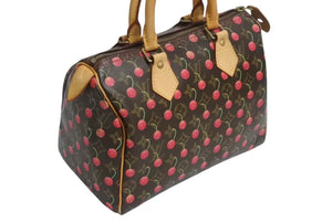 極美品 LOUIS VUITTON ルイヴィトン スピーディ25 ハンドバッグ M95009 モノグラム チェリー レザー 村上隆 中古 4b002376