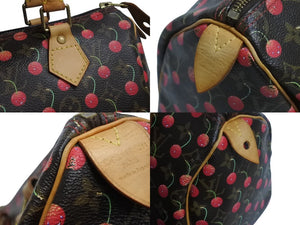極美品 LOUIS VUITTON ルイヴィトン スピーディ25 ハンドバッグ M95009 モノグラム チェリー レザー 村上隆 中古 4b002376