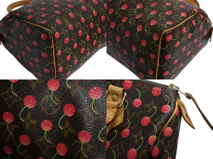 極美品 LOUIS VUITTON ルイヴィトン スピーディ25 ハンドバッグ M95009 モノグラム チェリー レザー 村上隆 中古 4b002376