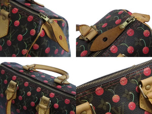 極美品 LOUIS VUITTON ルイヴィトン スピーディ25 ハンドバッグ M95009 モノグラム チェリー レザー 村上隆 中古 4b002376