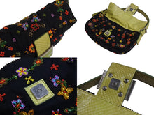 Load image into Gallery viewer, FENDI フェンディ ビーズ刺繍 マンマバケット ワンショルダーバッグ 26424 ブラック マルチカラー グリーン シルバー金具 ロゴ 美品 中古 4b002378