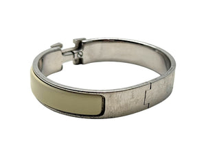 HERMES エルメス クリッククラック H ブレスレット バングル D刻印 メタル アイボリー シルバー 美品 中古 4b002382
