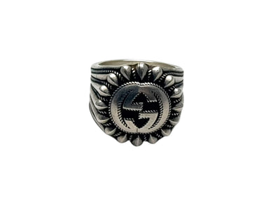 GUCCI グッチ インターロッキングG スターリング 指輪 イタリア製シルバー925 21.5g サイズ13号 美品 中古 4b002393 