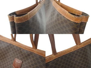 CELINE セリーヌ トートバッグ マカダム柄 ベージュ ブラウン PVC レザー ゴールド金具 良品 中古 4b002398