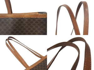 CELINE セリーヌ トートバッグ マカダム柄 ベージュ ブラウン PVC レザー ゴールド金具 良品 中古 4b002398