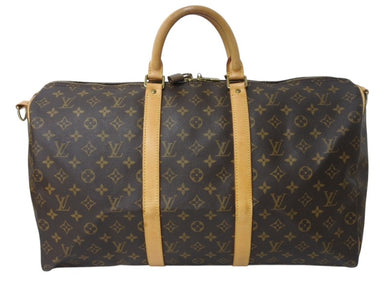 LOUIS VUITTON ルイヴィトン モノグラム キーポルバンドリエール50 ブラウン M41416 ボストンバッグ 旅行バッグ ロゴ ゴールド金具 美品 中古 4b002403