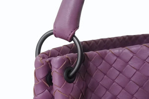 BOTTEGAVENETA ボッテガヴェネタ ハンドバッグ パープル 紫 B00974951B レザー ガンメタ金具 美品 中古 4b002410