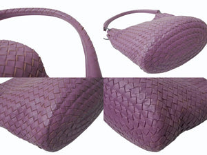 BOTTEGAVENETA ボッテガヴェネタ ハンドバッグ パープル 紫 B00974951B レザー ガンメタ金具 美品 中古 4b002410