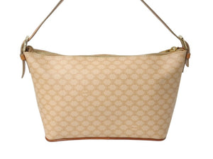 CELINE セリーヌ ハンドバッグ マカダム ロゴ ヴィンテージ ベージュ ロゴ PVC レザー 鞄 ゴールド金具 美品 中古 4b002412