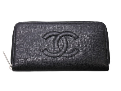 CHANEL シャネル ココマーク ラウンドファスナー 長財布 財布 A50071 18番台 キャビアスキン ブラック 良品 中古 4b002416