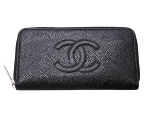 CHANEL シャネル ココマーク ラウンドファスナー 長財布 財布 A50071 18番台 キャビアスキン ブラック 良品 中古 4b002416
