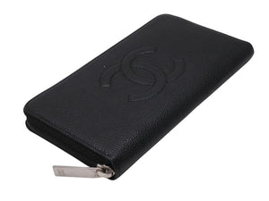 CHANEL シャネル ココマーク ラウンドファスナー 長財布 財布 A50071 18番台 キャビアスキン ブラック 良品 中古 4b002416