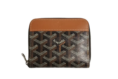 極美品 GOYARD ゴヤール マティニョンPM ラウンドファスナー 財布 ブラック ブラウン PVCコーティングキャンバス レザー 中古 4b002417