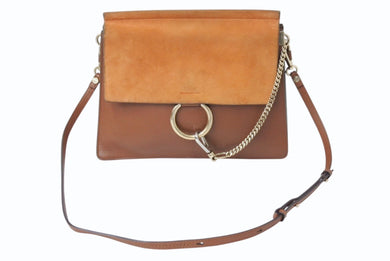 Chloe クロエ FAYE フェイ ショルダーバッグ 03175665 レザー スウェード ブラウン ゴールド金具 美品 中古 4b002420