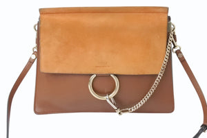 Chloe クロエ FAYE フェイ ショルダーバッグ 03175665 レザー スウェード ブラウン ゴールド金具 美品 中古 4b002420