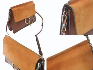 Chloe クロエ FAYE フェイ ショルダーバッグ 03175665 レザー スウェード ブラウン ゴールド金具 美品 中古 4b002420