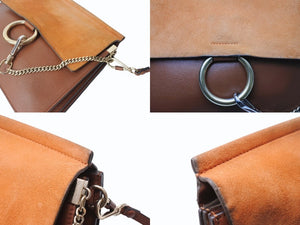 Chloe クロエ FAYE フェイ ショルダーバッグ 03175665 レザー スウェード ブラウン ゴールド金具 美品 中古 4b002420