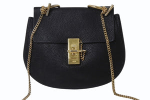 Chloe クロエ DREW ドリュー チェーンショルダーバッグ 02165665 レザー ブラック ゴールド金具 美品 中古 4b002422