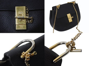 Chloe クロエ DREW ドリュー チェーンショルダーバッグ 02165665 レザー ブラック ゴールド金具 美品 中古 4b002422