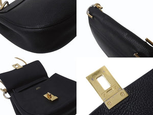 Chloe クロエ DREW ドリュー チェーンショルダーバッグ 02165665 レザー ブラック ゴールド金具 美品 中古 4b002422