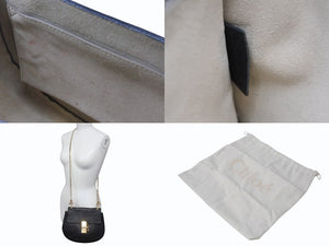 Chloe クロエ DREW ドリュー チェーンショルダーバッグ 02165665 レザー ブラック ゴールド金具 美品 中古 4b002422