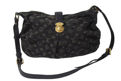 LOUIS VUITTON ルイヴィトン ショルダーバッグ スライトリー モノグラム デニム M95835 ブラック ゴールド金具 美品 中古 4b002425