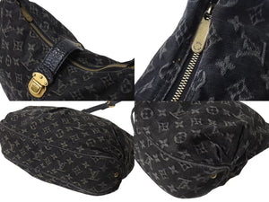 LOUIS VUITTON ルイヴィトン ショルダーバッグ スライトリー モノグラム デニム M95835 ブラック ゴールド金具 美品 中古 4b002425