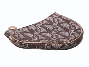 CHRISTIAN DIOR クリスチャンディオール コインケース トロッター柄 サドル キャンバス レザー ブラウン ゴールド金具 美品 中古 4b002430