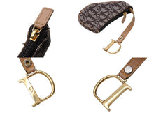 Load image into Gallery viewer, CHRISTIAN DIOR クリスチャンディオール コインケース トロッター柄 サドル キャンバス レザー ブラウン ゴールド金具 美品 中古 4b002430