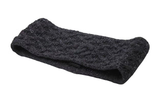 極美品 CHANEL シャネル ヘアバンド CC ココマーク 17K ツイード ラメ カシミヤウール チャコールグレー 中古 4b002434