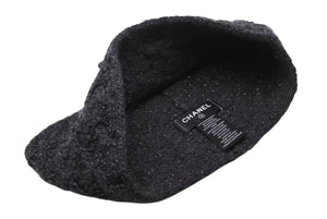 極美品 CHANEL シャネル ヘアバンド CC ココマーク 17K ツイード ラメ カシミヤウール チャコールグレー 中古 4b002434