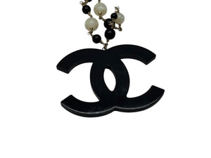 CHANEL シャネル ココマーク ネックレス 重量約57.4g 10A刻印 メタル レジン カラーストーン GP ゴールド ブラック ホワイト 美品 中古 4b002436