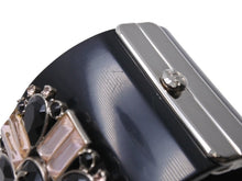 Load image into Gallery viewer, CHANEL シャネル ココマーク バングル ブレスレット 08C刻印 プラスチック メタル ブラック ラインストーン ピンク シルバー金具 美品 中古 4b002439