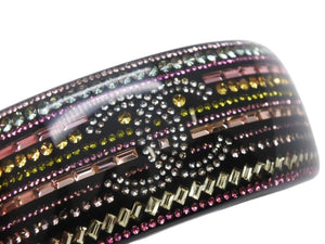 CHANEL シャネル バングル マグネット式 11P刻印 ココマーク ラインストーン ブラック マルチカラー 美品 中古 4b002440