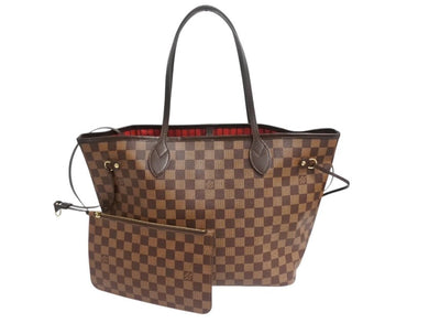 極美品 LOUIS VUITTON ルイヴィトン ダミエ ネヴァーフルMM トートバッグ N51105 PVC レザー ブラウン ゴールド金具 中古 4b002443