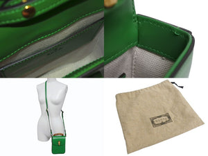 新品未使用 GUCCI グッチ 3WAYショルダーバッグ バックパック ハンドバッグ 702106 バンブー グリーン ゴールド金具 中古 4b002444