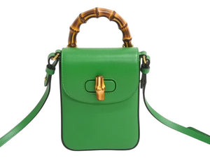 新品未使用 GUCCI グッチ 3WAYショルダーバッグ バックパック ハンドバッグ 702106 バンブー グリーン ゴールド金具 中古 4b002444