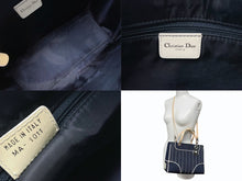 Load image into Gallery viewer, Christian Dior クリスチャンディオール ハンドバッグ MA-1011 デニム インディゴブルー プレート チャーム付き シルバー金具 美品 中古 4b002445