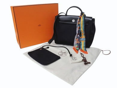 極美品 HERMES エルメス エールバッグジップPM ショルダーバッグ ハンドバッグ トワルオフィシエ ブラック 中古 4b002451