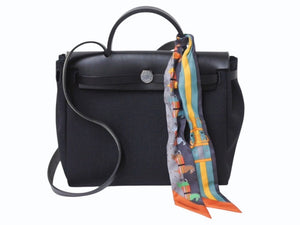 極美品 HERMES エルメス エールバッグジップPM ショルダーバッグ ハンドバッグ トワルオフィシエ ブラック 中古 4b002451