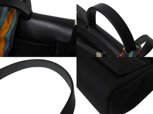極美品 HERMES エルメス エールバッグジップPM ショルダーバッグ ハンドバッグ トワルオフィシエ ブラック 中古 4b002451