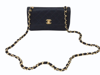 CHANEL シャネル ミニマトラッセ ココマーク ショルダーバッグ ミニバッグ 1番台 サテン ブラック ゴールド金具 美品 中古 4b002454