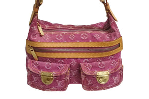 LOUIS VUITTON ルイヴィトン バギーPM ワンショルダーバッグ M95212 モノグラム デニム レザー ピンク 美品 中古 4b002457