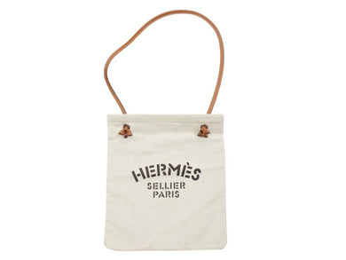 新品未使用 HERMES エルメス ALINE MM アリーヌMM ショルダーバッグ Hプリュムキャンバス アイボリー ブラウン W刻印 中古 4b002463
