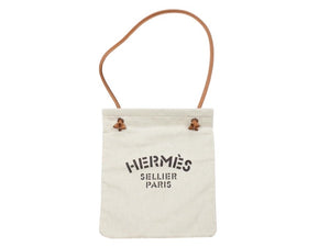 新品未使用 HERMES エルメス ALINE MM アリーヌMM ショルダーバッグ Hプリュムキャンバス アイボリー ブラウン W刻印 中古 4b002463