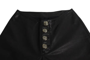 極美品 CHROME HEARTS クロムハーツ BSフレア レザーパンツ クロスボール サイズ25R レザー シルバー925 中古 4b002464 