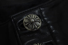 画像をギャラリービューアに読み込む, 極美品 CHROME HEARTS クロムハーツ BSフレア レザーパンツ クロスボール サイズ25R レザー シルバー925 中古 4b002464 