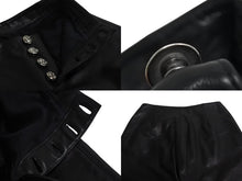 画像をギャラリービューアに読み込む, 極美品 CHROME HEARTS クロムハーツ BSフレア レザーパンツ クロスボール サイズ25R レザー シルバー925 中古 4b002464 