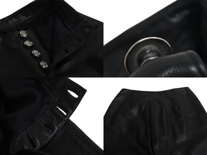 極美品 CHROME HEARTS クロムハーツ BSフレア レザーパンツ クロスボール サイズ25R レザー シルバー925 中古 4b002464 