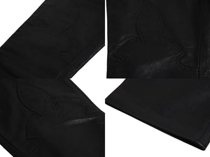 極美品 CHROME HEARTS クロムハーツ BSフレア レザーパンツ クロスボール サイズ25R レザー シルバー925 中古 4b002464 